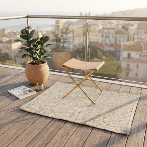 Jute Cotton Door Mat 2x3 ft - Rectangle Hand Woven Natural Farmhouse Rug for Living Room, Bedroom Kitchen - Rustic Vintage Bohemian Eco-Friendly Home Décor Natural Boho Rugs - size: 2' x 3' (Rectangular)