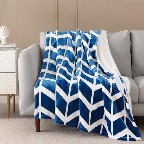 VENTIMI Electric Blanket Heated Throw, 50" x 60" Heated Blanket with 5 Heat Levels & 3 Hours Auto Off, Fast Heating Blankets with ETL & FCC Certification, Navy - color: Navy, size: Throw