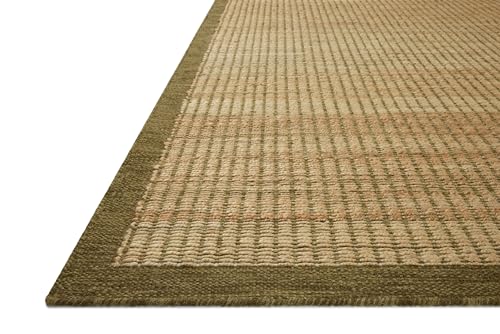 Loloi Amber Lewis Lilah Collection LIH-01 Natural/Olive 2'-3" x 3'-9" Accent Rug Jute, Wool, Cotton, Neutral, Living, Bedroom, Dining, Rug - color: Natural / Olive, size: 2'3" x 3'9" (Rectangular)