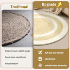 Carvapet 4 ft Round Washable Rug, Imitation Jute Low Pile Circle Carpet with Non Slip Rubber Backing, Foldable Stain Resistant Area Rug for Living Room Bedroom Office Bathroom - color: Sand, size: 4' (Round)