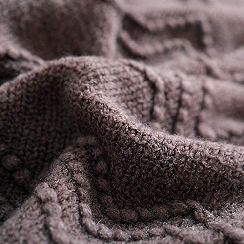 BOURINA Brown Throw Blanket 50x60 Inches Throw Textured Solid Soft Sofa Couch Decorative Knit Blanket - color: Brown, size: 50"x60"