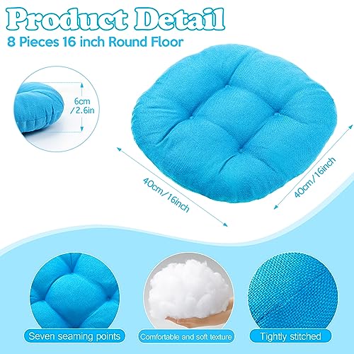 Fumete 8 Pcs 16 Inch Floor Cushions Pillow for Kids Bulk Classroom Round Flexible Seating Floor Cushions for Students Home Daycare School Reading Corner Yoga Meditation Picnic (Ice Blue) - color: Ice Blue