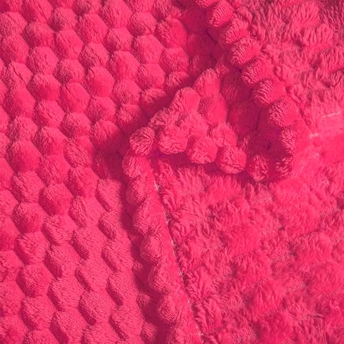 Vessia Flannel Fleece Throw Blanket(50x70 inch), 3D Jacquard Hot Pink Fuzzy and Warm Blanket for Couch,Sofa,Bed,Chair, 300GSM Super Soft Touch Cozy Lightweight Throw for All-Season Home Decor - color: Hot Pink-3d, size: 50x70 inch