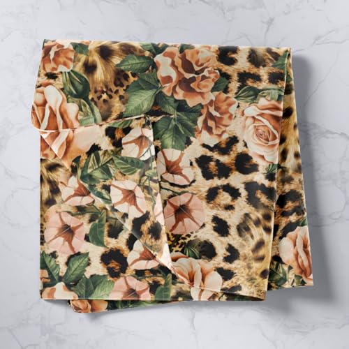 Leopard Print Tapestry Cheetah Rose Wall Hanging for Kids Teens Girls Adults Room Decor, Floral Wild Animal Wall Blanket Tapestries Fashion Brown Wall Art Hanging, Medium 59.1 x 59.1 Inches - color: WWS9606, size: 59.1"L x 59.1"W