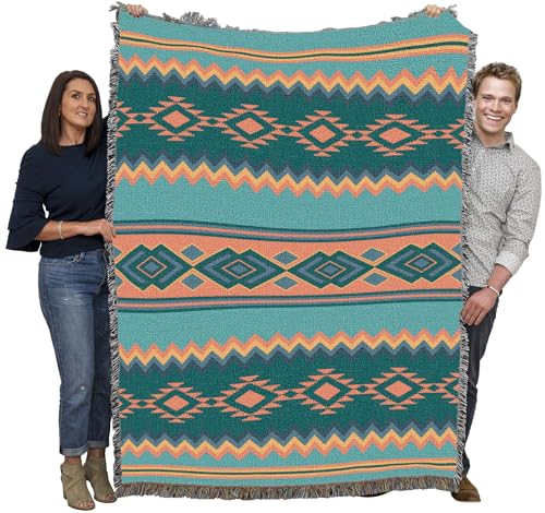 Pure Country Weavers Desert Rain - Western Tapestry Throw Blanket Woven from Cotton - Made in The USA (72x54) - color: Desert Rain