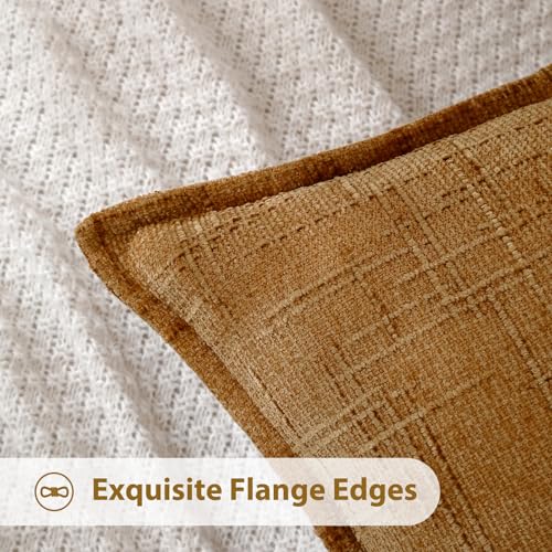 HPUK Fall Chenille Soft Throw Pillow Covers 18x18 Set of 2, Accent Cushion Covers for Living Room, Bedroom, Decorative Solid Color Pillow Covers for Couch, Sofa, Chair, Mustard Yellow - color: Chenille-mustard Yellow, size: 18" x 18" (Pack of 2)
