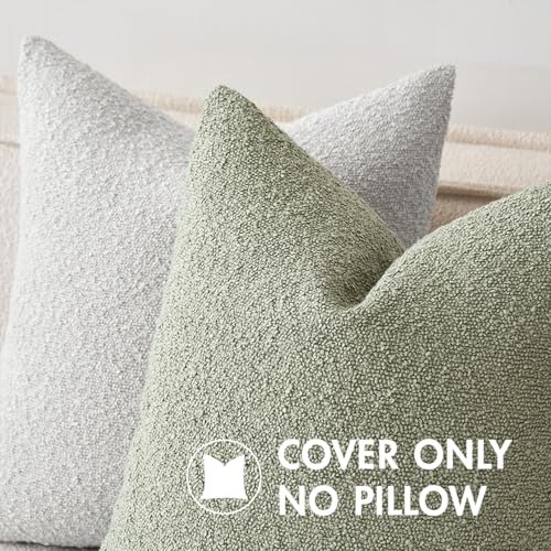 MIULEE 18x18 Inch Decorative Pillow Covers for Couch Bed Set of 2 Textured Boucle Neutral Spring Throw Pillow Covers Sage Green Accent Solid Pillowcases Sofa Living Room Home Decor - color: Sage Green, size: 18" x 18" (Pack of 2)