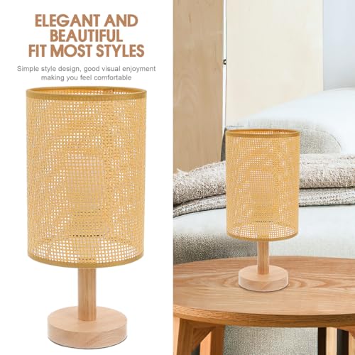 Angoily Rattan Lamp Shade for Table Lamps Woven Lamp Shade Cover for E27 Bulb Rustic Wicker for Bedroom Living Room Office Kitchen Entryway Decor