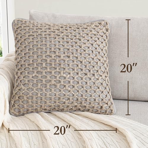 Boho Living Jada Decorative Throw, Includes Accent, Premium Woven Design, Living Room Décor, (2) 20" x 20" Pillow Cover with Insert, Grey - color: Grey, size: (2) 20" x 20" Pillow Covers With Insert