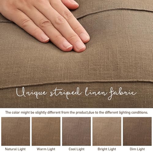 ZWJD Decorative Linen Throw Pillow Covers 20x20 Set of 2 Solid Handcrafted Striped Cushion Covers for Bed Soft Modern Farmhouse Neutral Pillowcase for Couch Bedroom Living Room Home Decor(Coco Brown) - color: Coco Brown, size: 20" x 20" (Pack of 2)
