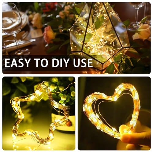 12 Pack Warm White Fairy Lights Battery Operated, 7ft 20 LED Mini String Twinkle Lights for Christmas Halloween Mason Jars Centerpiece Table Decorations (12, Warm White) - color: Warm White
