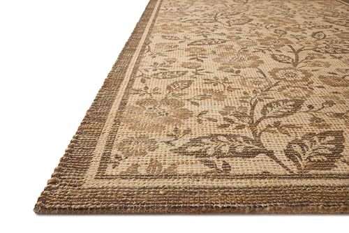 Loloi Chris Loves Julia Rue Collection RUE-03 Bark/Mocha 5'-0" x 7'-6" Area Rug Jute Neutral Floral Living Room Bedroom Rug - color: Bark / Mocha, size: 5' x 7'6" (Rectangular)