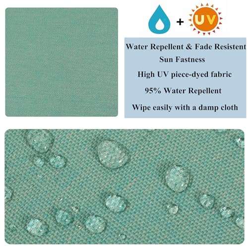 FUNHOME 15"x15"x4" Bistro Chair Cushion Set of 2, Water Repellent Round Outdoor Chair Cushions with Ties, Patio Tufted Chair Pads for Home Garden (Aqua Leala) - color: Aqua Leala