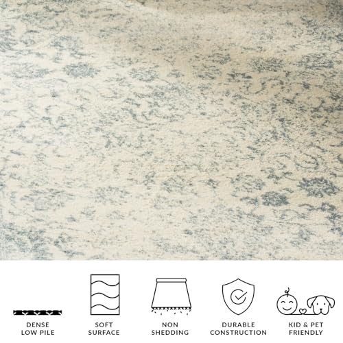 SAFAVIEH Adirondack Collection Accent Rug - 2' x 3', Ivory & Slate, Distressed Vintage Floral Design, Non-Shedding & Easy to Clean, Ideal for Front Door, Kitchen, Entryway, Foyer (ADR109S) - color: Ivory/Slate, size: 2' x 3' (Rectangular)