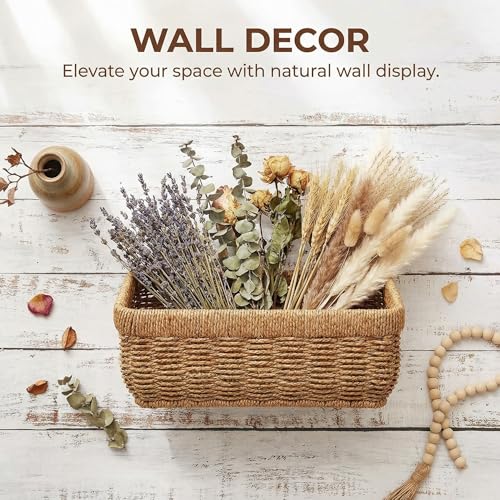 11 inches Wall Hanging Baskets Woven Basket Boho Style Fruit Basket Storage Baskets for Organizing Home Kitchen Garden Plants Hanging Decoration
