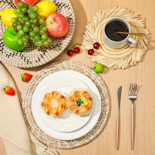 Xuhal 8 Pcs Boho Wall Basket Decor Decorative Bulrush Woven Basket Wall Decor Rustic Farmhouse Hanging Baskets for Kitchen Rustic Home Summer Decorations - style: Groovy
