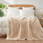 Snuggle Sac Super Soft & Reversible Heather Beige Throw - Oversized Cozy Knit Blanket for Bed, Sofa, Living Room, Twin Size (60x80 Inches) - color: Heather Beige, size: Twin (60"x80")