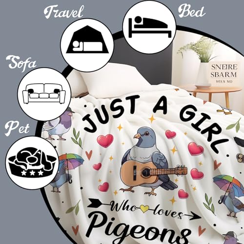 Pigeon Blanket Gifts for Women Girls Kids Adults,Plush Soft Flannel Cute Bird Pigeon Stuff Throw Blanket for Living Room Home Sofa Travel Decor 50"x40" - color: Pigeon, size: 50"x40"