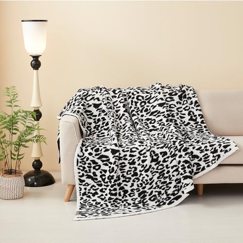 MH MYLUNE HOME Ultra Soft Leopard Throw Blanket (71x78 inches) Microfiber Blanket Plush Warm Reversible Cheetah Blanket Leopard Pattern Throw for Couch Bed Sofa, Black and White, 71"x78" - color: Leopard Black White, size: 71"x78" - 550 GSM