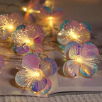Fiber Optic Flower String Lights Battery Operated 5ft 10 LED Artificial Flower Garland Fairy Lights for Wedding Christmas Party Room Garden Decor (Warm White, 5ft) - size: 5ft