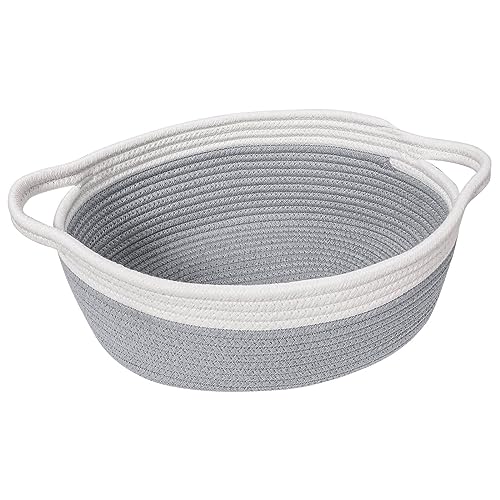Goodpick Small Baskets for Gifts Empty, Easter Basket for Gifts Home Decor, Woven Burr Basket for Storage with Handles, Decorative Cotton Rope Baskets for Baby Shower Diaper Toy, 12" x 8" x 5" - color: Gray, size: 12x8x5 Inch (Pack of 1)