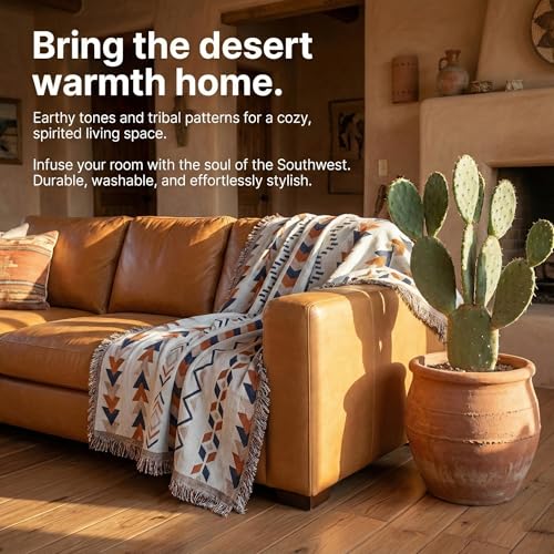 amorus Bohemian Throw Blanket Chenille Jacquard Tassels Cover,63"*71",NO.6 | Boho Style, modern Geometric, warm & cozy. For couch, bed, outdoor and car - color: Pattern 6, size: 63x71 in