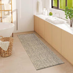LEEVAN Washable Runner Rug 2'x6', Natural Woven Hallway Runner Rug Reversible Bathroom Runners Rugs, Cotton Low Profile Entryway Rugs, Farmhouse Bedroom Modern Kitchen Runenrs Carpet - color: Natural/Black, size: 2' x 6' (Rectangular)