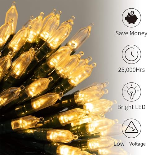 Brightown Battery Operated Christmas Lights 2 Pack 18 Feet 50 LED Clear Mini String Lights with 8 Modes Waterproof Tree Lights for Xmas Outdoor Indoor Holiday Party Garden Decor, Warm White - color: Warm White, size: 50 LEDs x 2 Pack