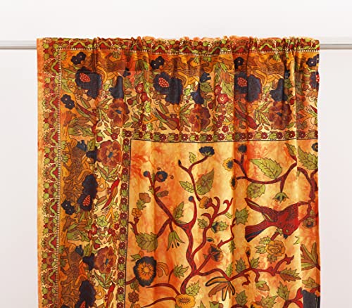 Popular Handicrafts Indian Hippie Bohemian Beautiful- Tree of Life- Tie Dye Mandala Drapery Bedroom Living Room Balcony Curtain Panels - color: Orange, size: 38"W x 83"L (Pack of 2)