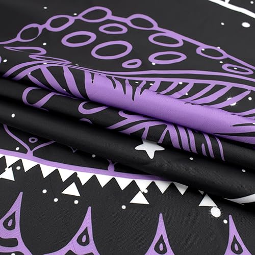 SCECALA Purple Mushroom Mural Boho Mandala Black and White Stars Wall Art 80x60 Inches for Bedroom Living Room Teen Party - color: Purple, size: 60"L x 80"W