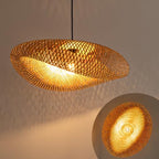 23.62" Bamboo Light Shade,Hand-Woven Bamboo Rattan Hanging Lamp Shade Wicker Chandelier Shade,for Dining Living Bedroom Kitchen Farmhouse 1-Pack - color: Bamboo 23.62 in 1-Pack