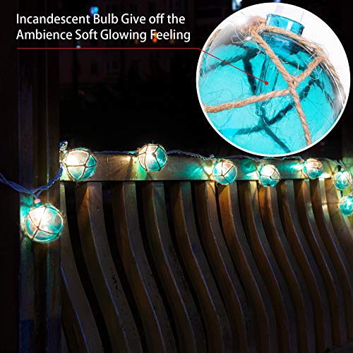 Brillarlights Nautical Beach String Lights, UL Certified 10 Incandescent Blue Globes, Waterproof 9.83FT Connectable Patio Lights, Ocean Coastal Fishing Decor for Lanai Deck Backyard Summer Party - color: Blue