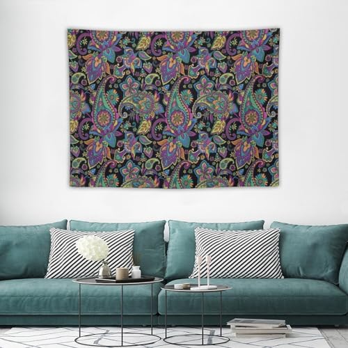 KANEPE Boho Tapestry Blue Vintage Medieval Tribal Floral Paisley Pattern Wall Hanging Tapestries Home Decor for Living Room Bedroom Apartments Farmhouse Dorm,40inx30in (102×76cm)【Small】 - color: Boho-10, size: 40Wx30L