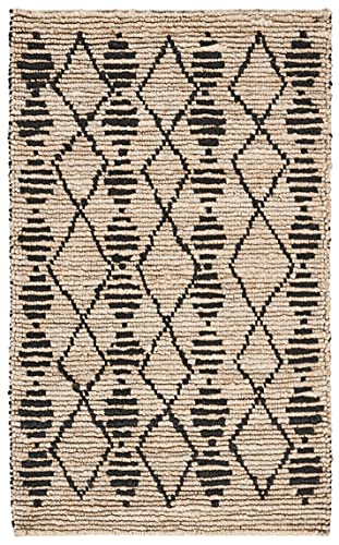 SAFAVIEH Bohemian Collection 4' x 6' Beige / Black BOH703Z Handmade Moroccan Tribal Jute Area Rug - size: 4' x 6' (Rectangular)