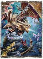 Pure Country Weavers Dragon Clan Woven Blanket by Anne Stokes - Fantasy Gift Cotton Tapestry Throw - Made in The USA - 72" x 54" - color: Clan, size: 72" x 54"