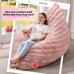 Hobestluk 3 in 1 Bean Bag Chair Giant Bean Bag Chairs for Adults with Ripple Cover Convertible Bean Bag Floor Cushion with Machine Washable Cover for Living Room (Ripple Pink) - color: Soft Pink