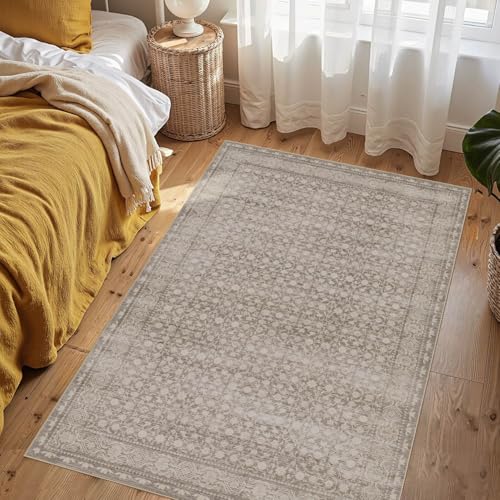 Rugxara 3x5 Washable Entryway Rug, Non Slip Boho Runner Rugs for Hallway, Entrance, Kitchen, Bathroom, Laundry Room, Soft Entryway Carpet, Throw Low Pile Retro Imitation Wool Carpet, Apricot - color: Apricot, size: 3' x 5' (Rectangular)