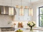 Shrine Lighting Drum Light Fixtures, Perfect Drum Pendant Light for Dining Room, Kitchen, D7'' x H9'', Adjustable Rob 11.8''~23.6'', E26*1 Sockets, Beige Linen Fabric Lampshade & Silver Mesh Cover - color: Silver&Pendant D7''