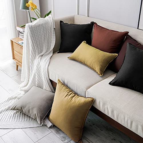Jeanerlor Cotton Linen Decorative 12"x20" Lumbar Throw Pillow Case Cushion Cover with Twin Needles Stitch on Edge,for Wedding/Party/Gift/Car (30 x 50cm), Earth Yellow - color: Earth Yellow, size: 20" x 12" (Pack of 1)