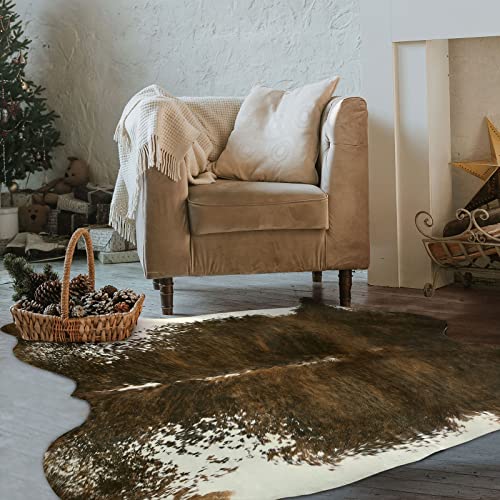 BENRON Faux Cowhide Rug Small, Western Cow Hide Rugs for Entryway Kitchen Hallyway Western Home Decor, Non Slip Cute Rug with Irregular Animal Skins and Hides, Olive Green, 2.3 x 3.6ft - color: Olive Green, size: 2'4" x 3'7" (Irregular)