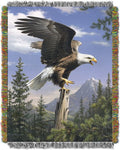 Northwest Hautman Brothers Wildlife Art Woven Tapestry Throw Blanket, 48" x 60", Eagle Perch - color: Eagle Perch