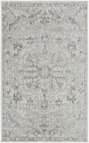 Livabliss Area Rugs - 2x3 Odelia Vintage Boho Gray Charcoal Area Rug for Living Room Bedroom - Floral Medallion Stain Resistant Carpet for Kitchen, Nursery, Office (2' x 3') - color: Beige, size: 2' x 3' (Rectangular)
