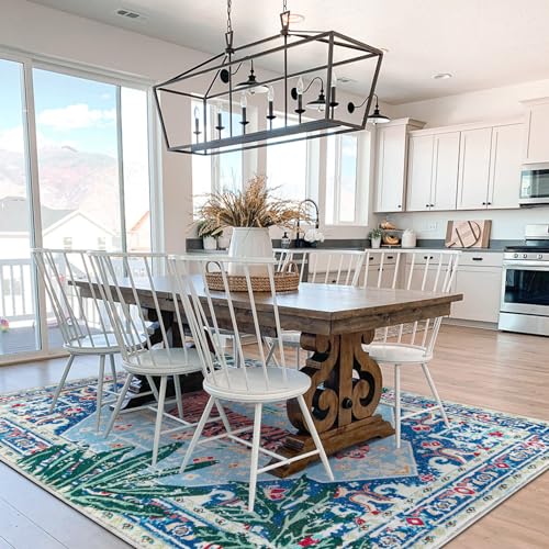 Vintage Rugs Boho Abstract Tropical Jungle Leopard 4x6 Area Rugs Accent Oriental Carpet for Bedroom Kitchen Dining Living Room Modern Indoor Entry Entrance Floor Rug Washable - color: Blue, size: 3'11" x 5'11" (Rectangular)