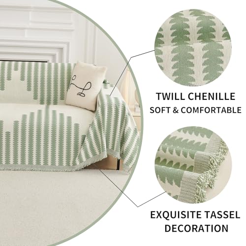 HAOMAIJIA Boho Sofa Covers Couch Covers for 3 Cushion Couch Sofa Pet Friendly Soft Thick Non Slip Couch Cover for Dogs Washable Sectional Couch Covers L Shape Furniture Protector (Green, 71"x118") - color: Sage Green, size: 71"x118"
