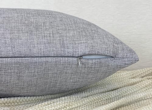 Aiking Home Imitation Burlap Lumbar Pillow Cover 14x26 Inch Vintage Faux Linen Rustic Natural Look, 1 Piece Elegance Farmhouse Style Accents Pillow Case for Indoor Use, Light Grey - color: Light Grey, size: 26" x 14" (Pack of 1)