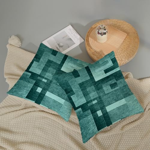 BETGINY Aqua Teal Pillow Covers 20x20, Abstract Art Outdoor Decorative Throw Pillows for Couch, Modern Geometry Decor Cushion Cover 2 Pcs Soft Farmhouse Square Pillowcase for Bed Car Safa - color: Aqua Teal, size: 20" x 20" (Pack of 2)
