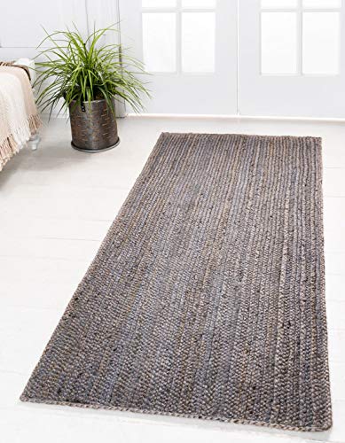 Unique Loom Braided Jute Collection Area Rug - Dhaka (2' 7" x 6' 1" Runner, Gray) - color: Grey, size: 2'7" x 6'1" (Runner)