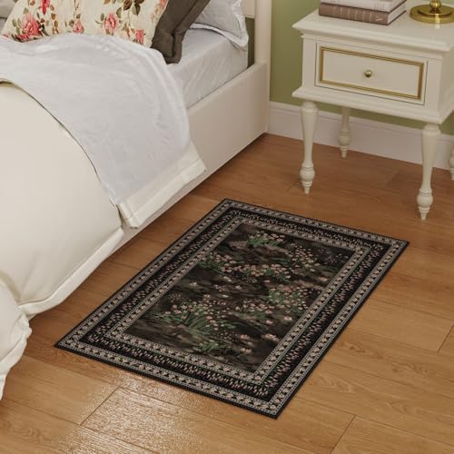 Rugcomf 2x3 Rug Abstract Vintage Indoor Door Mat Machine Washable Small Area Rug Non-Slip Low Pile Throw Rugs for Entryway Kitchen Front Door Indoor Entrance Entry Kids Room, Black - color: Black, size: 2' x 3' (Rectangular)