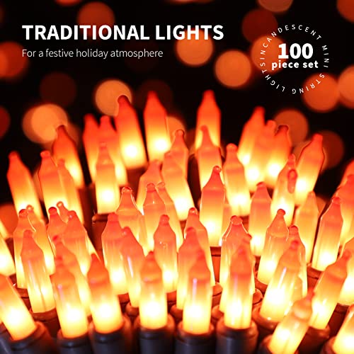 100LIGHTS Orange Extra-Bright with End Connectors Halloween Decorative Lights 5.98m UL Certified Mini String Light Set Waterproof for Halloween Home Garden Christmas Tree Party Patio Wedding - color: Brown Wire Orange, size: 100 COUNT-1PACK