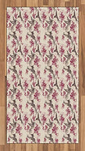 Lunarable Vintage Area Rug, Nostalgic Retro Design Artwork with Lily Blossoms and Hummingbirds, Flat Woven Accent Rug for Living Room Bedroom Dining Room, 2' 6" x 5', Beige Dark Brown and Maroon